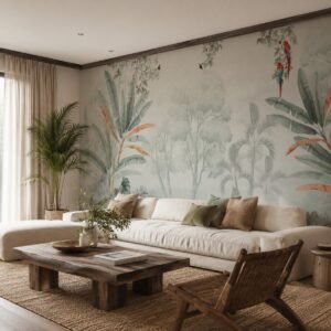 Verdant Araras — Luxury Floral Wallpaper Dubai
